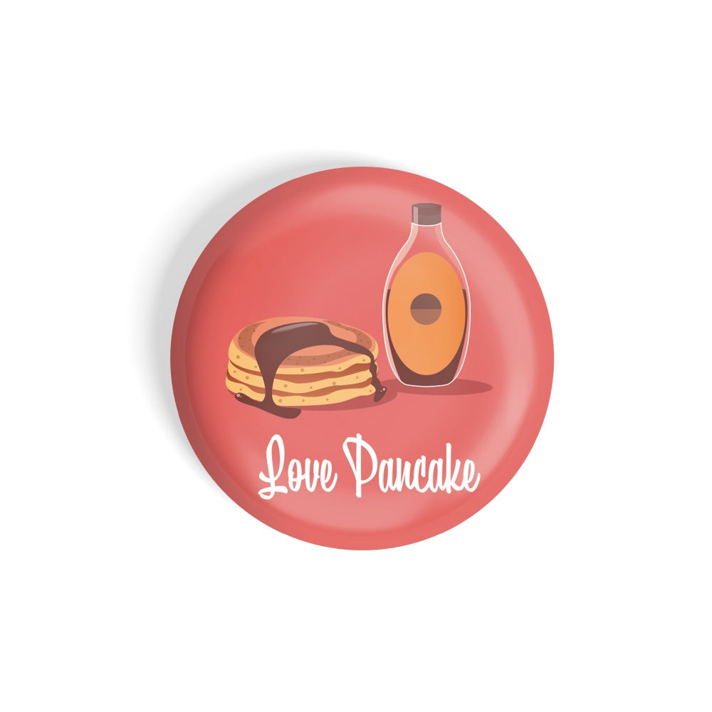 dhcrafts Round Fridge Magnet Red Food Lovers Love Pancake D3 Glossy Finish Design Pack of 1 (75 mm)